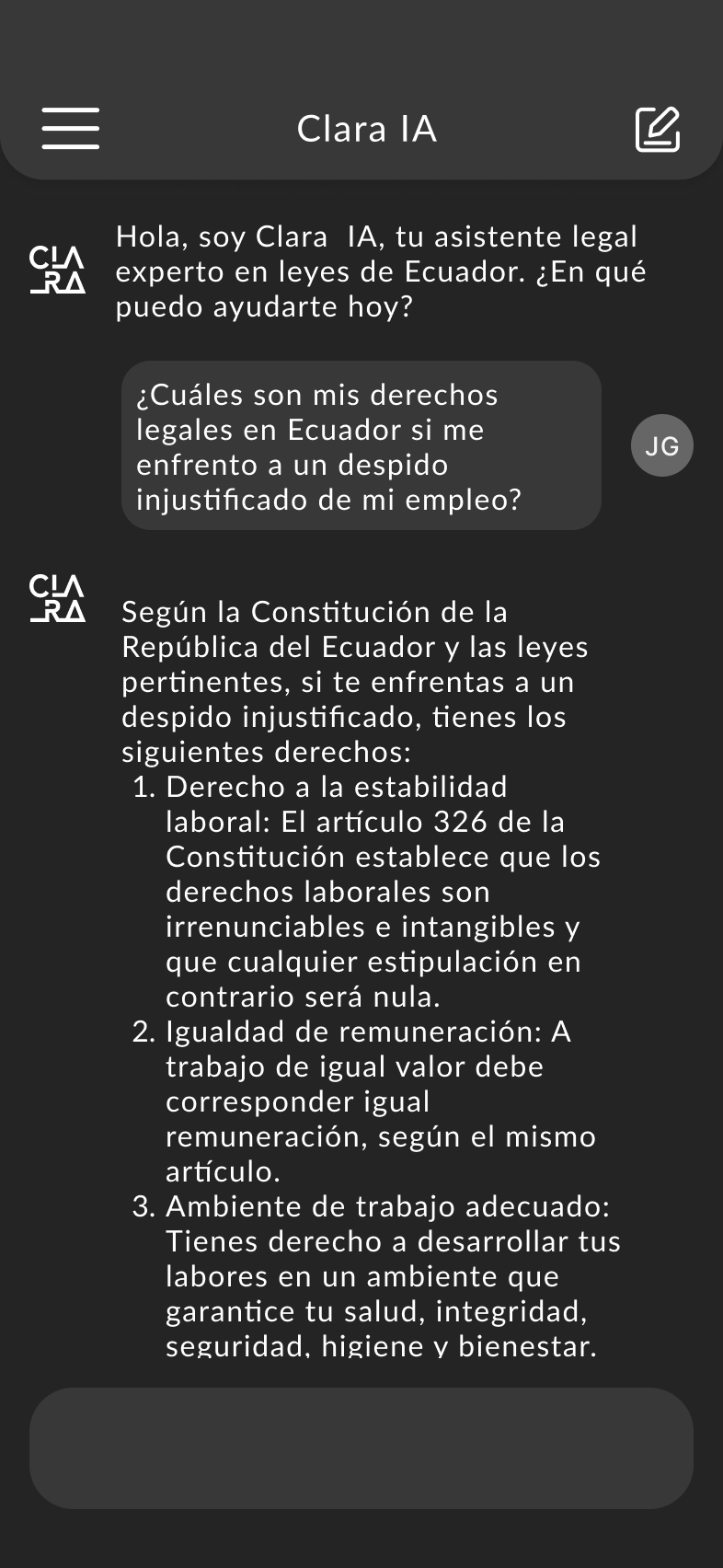 Clara AI chat