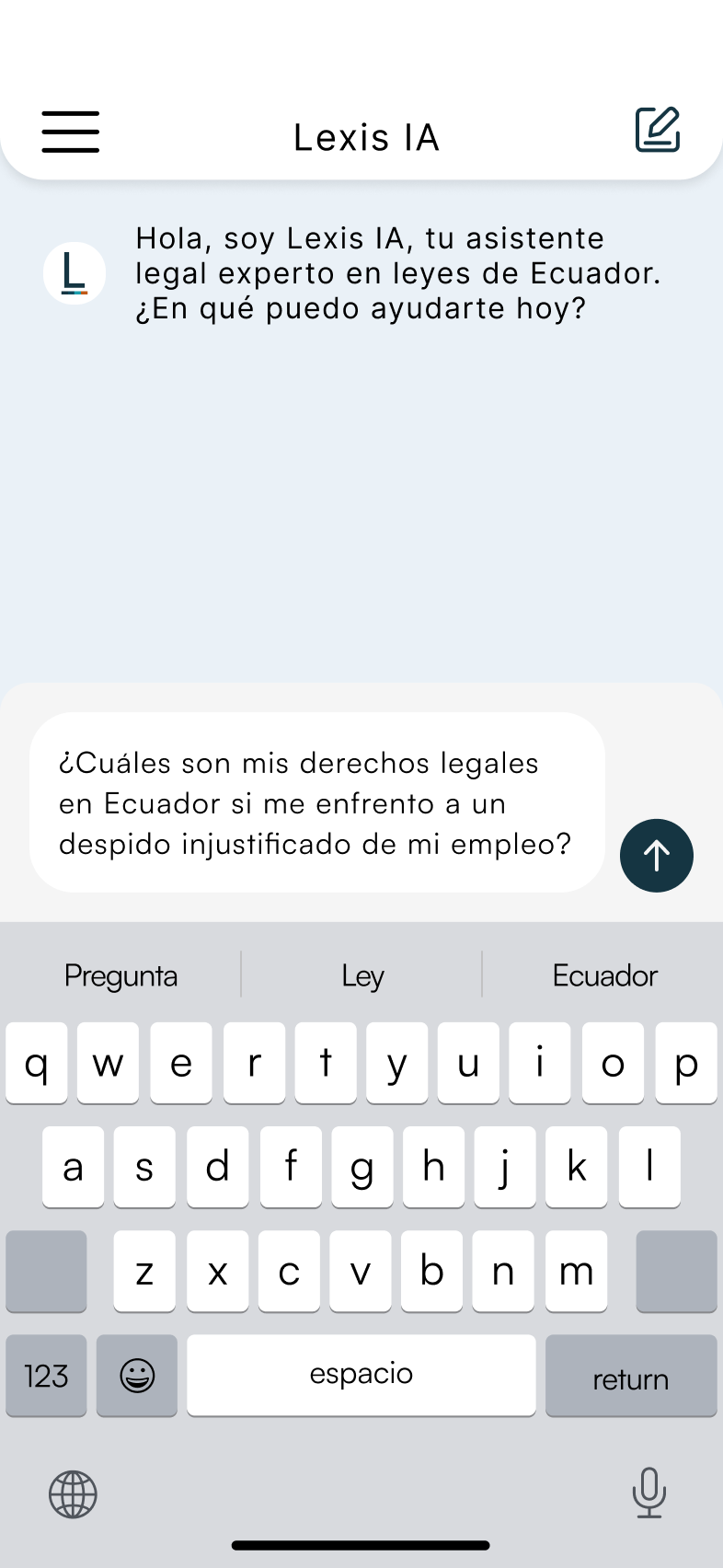 User query in Lexis AI