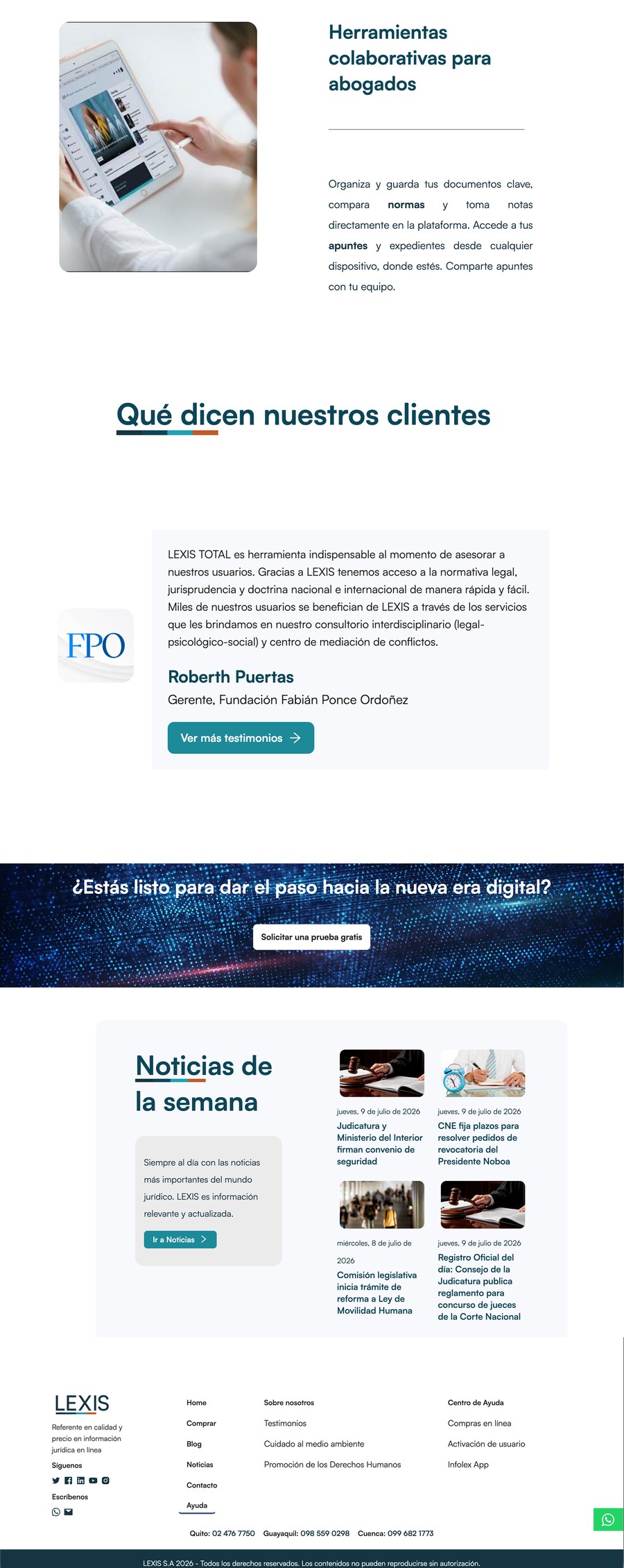 Lexis homepage after the redesign, right