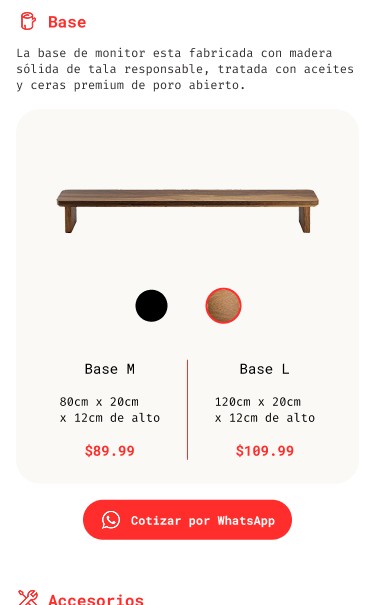 Base M/L product configurator, mobile